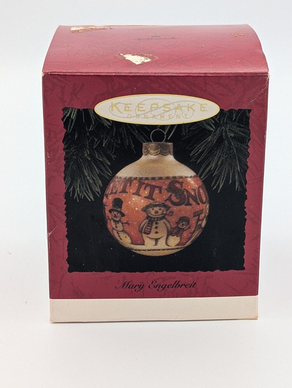1994 Keepsake Hallmark Glass Ornament Let it Snow MIB